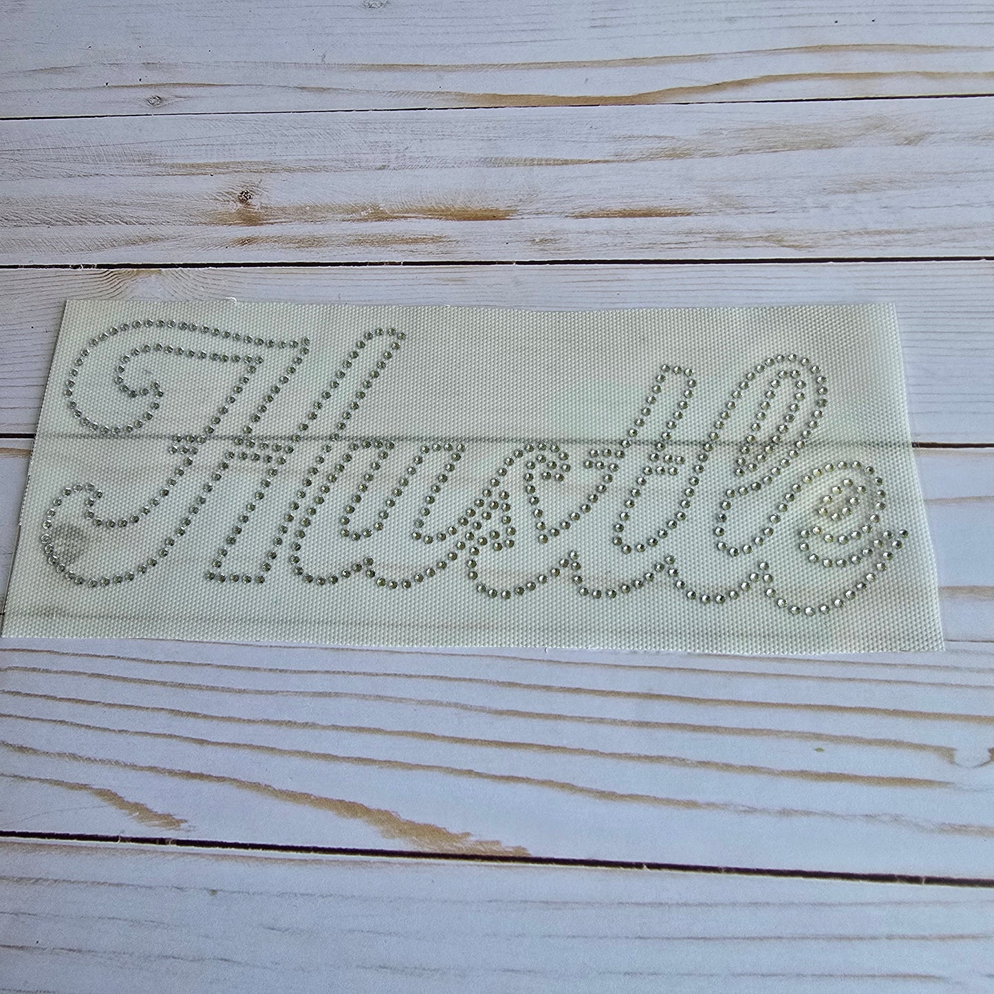 DIY Rhinestone Iron-on Applique - 02 (Hustle)