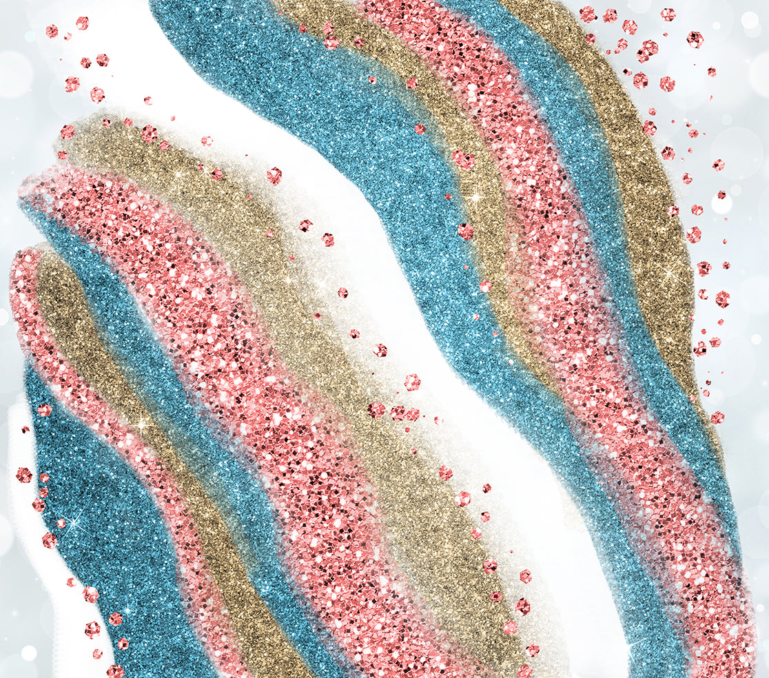 Blue Stripe Glitter Tumbler