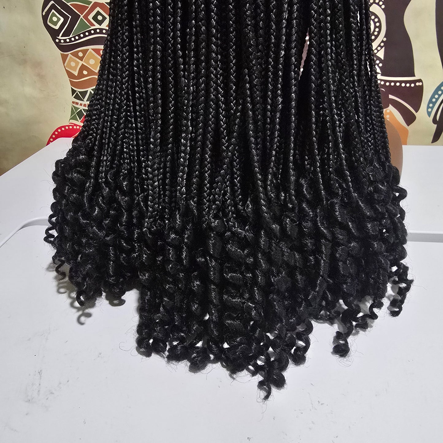 Bolanile Human Hair Knotless Braided Full Lace Wig - Curled Ends