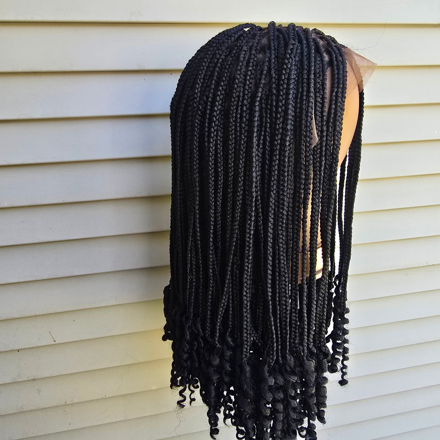 Bolanile Human Hair Knotless Braided Full Lace Wig - Curled Ends