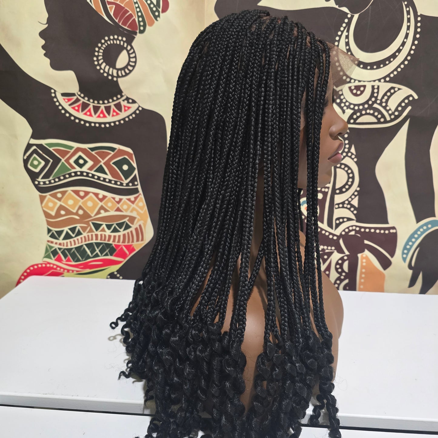 Bolanile Human Hair Knotless Braided Full Lace Wig - Curled Ends