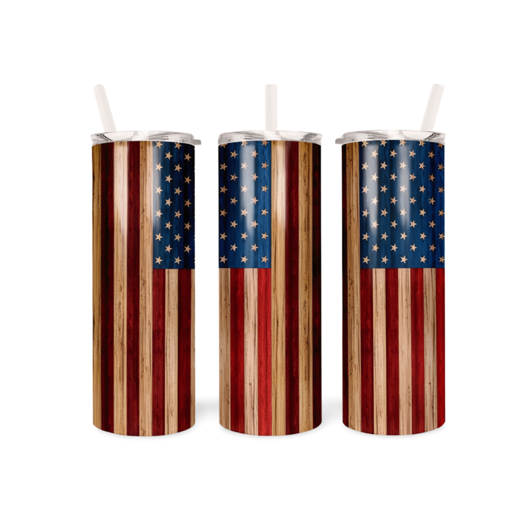 American Flag Wood Tumbler