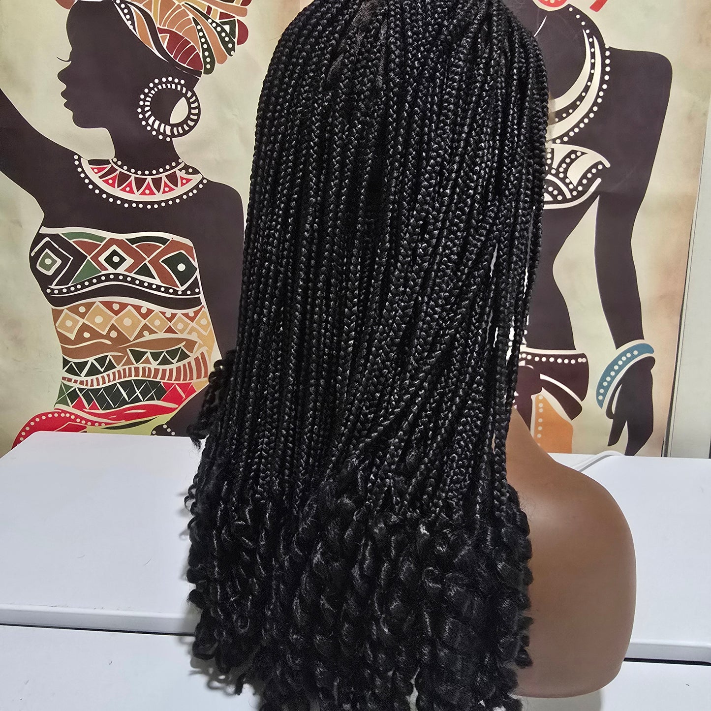 Bolanile Human Hair Knotless Braided Full Lace Wig - Curled Ends