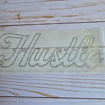 DIY Rhinestone Iron-on Applique - 02 (Hustle)