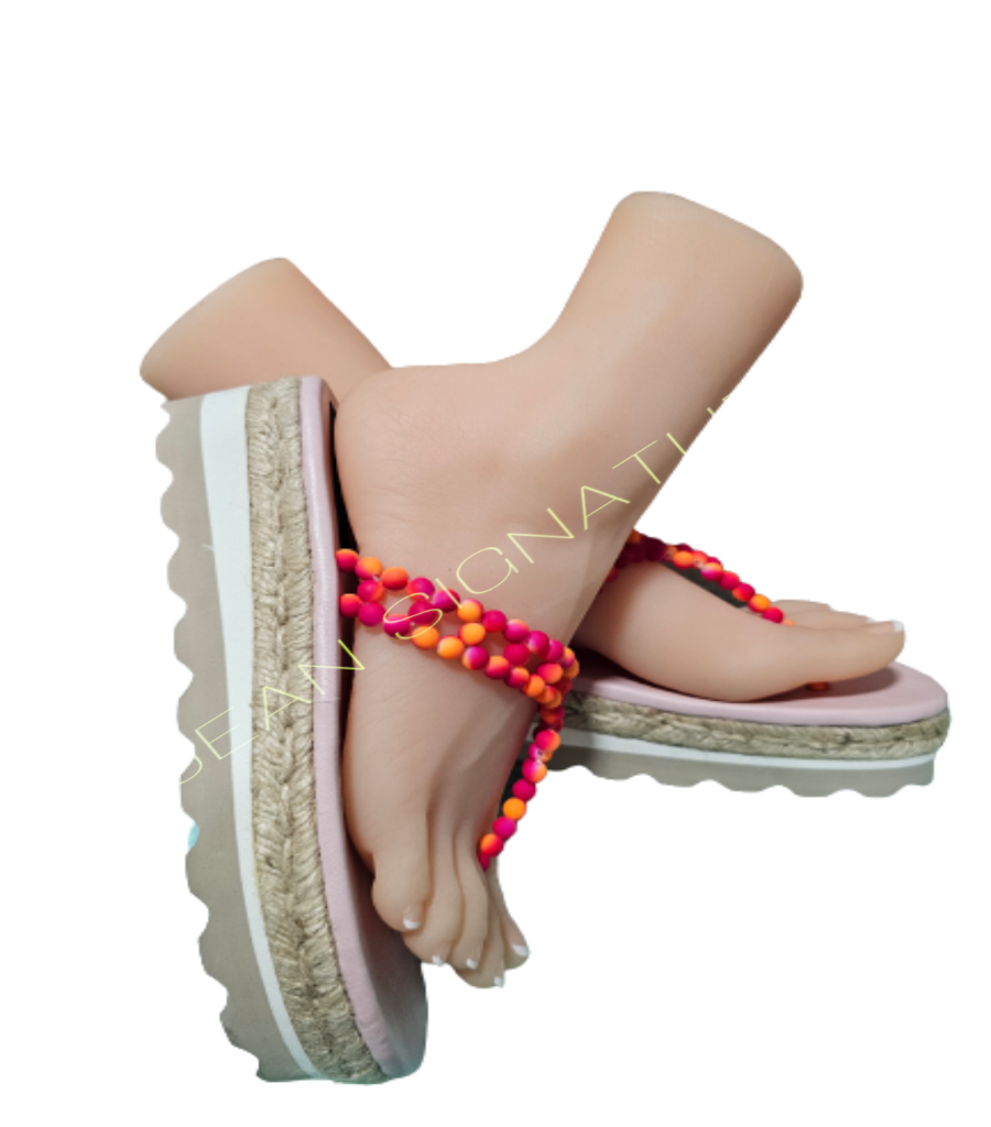 Espadrille sole beaded flip flop, Beaded flip flop