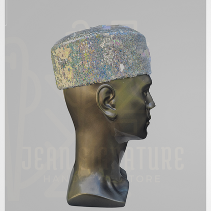 Awo African Men Reversible Sequin Cap 06 - Holographic