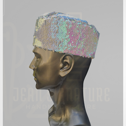 Awo African Men Reversible Sequin Cap 06 - Holographic