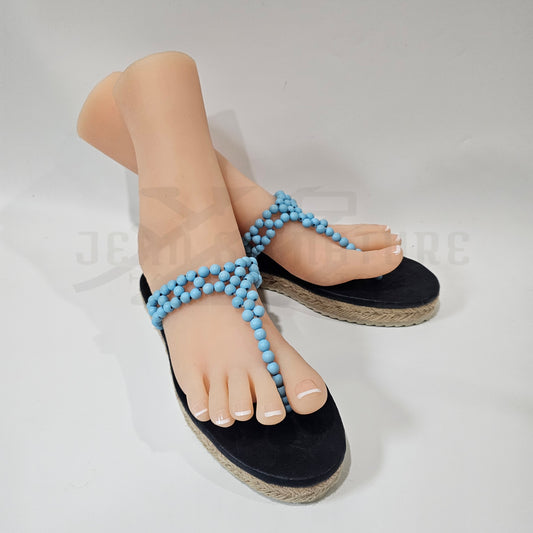 Espadrille sole beaded flip flop, Beaded flip flop