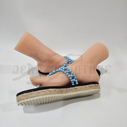 Espadrille sole beaded flip flop, Beaded flip flop