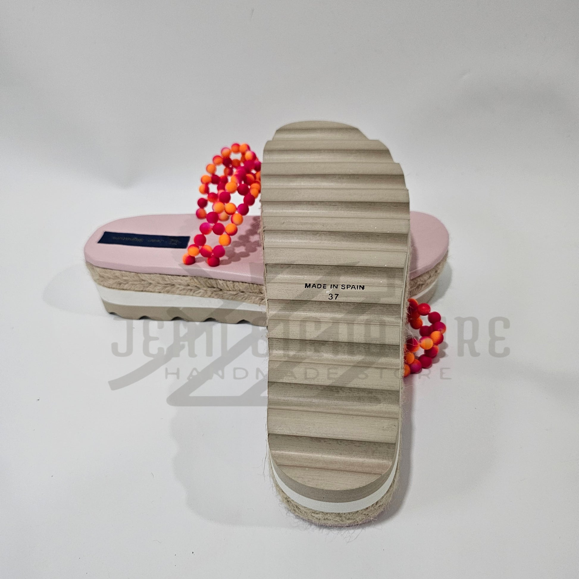 Espadrille sole beaded flip flop, Beaded flip flop