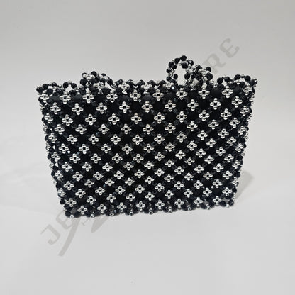 Cloris Beaded Handbag - Black/silver