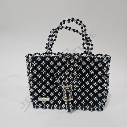 Cloris Beaded Handbag - Black/silver