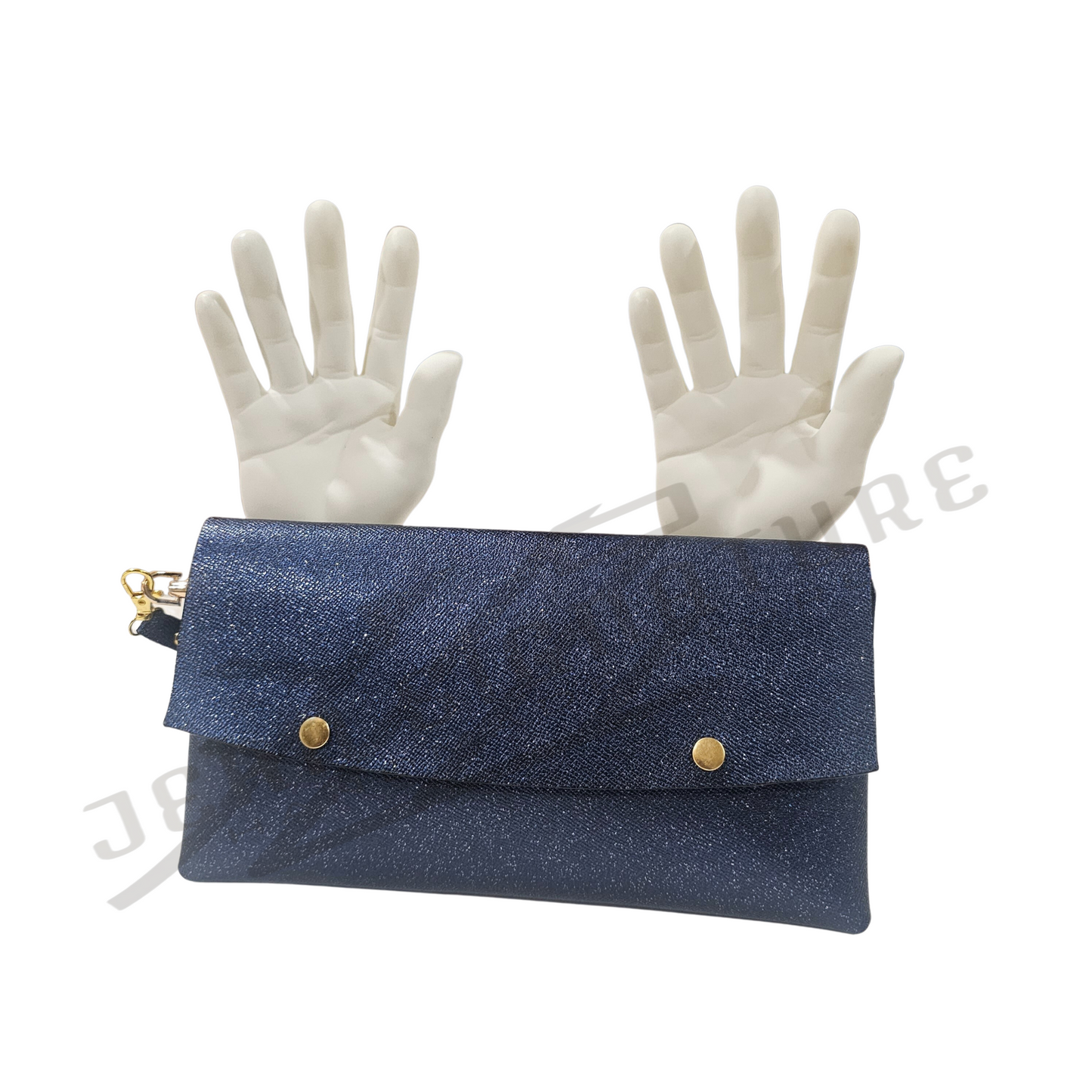 Jubal Men Leather Button Wristlet - Navy Blue