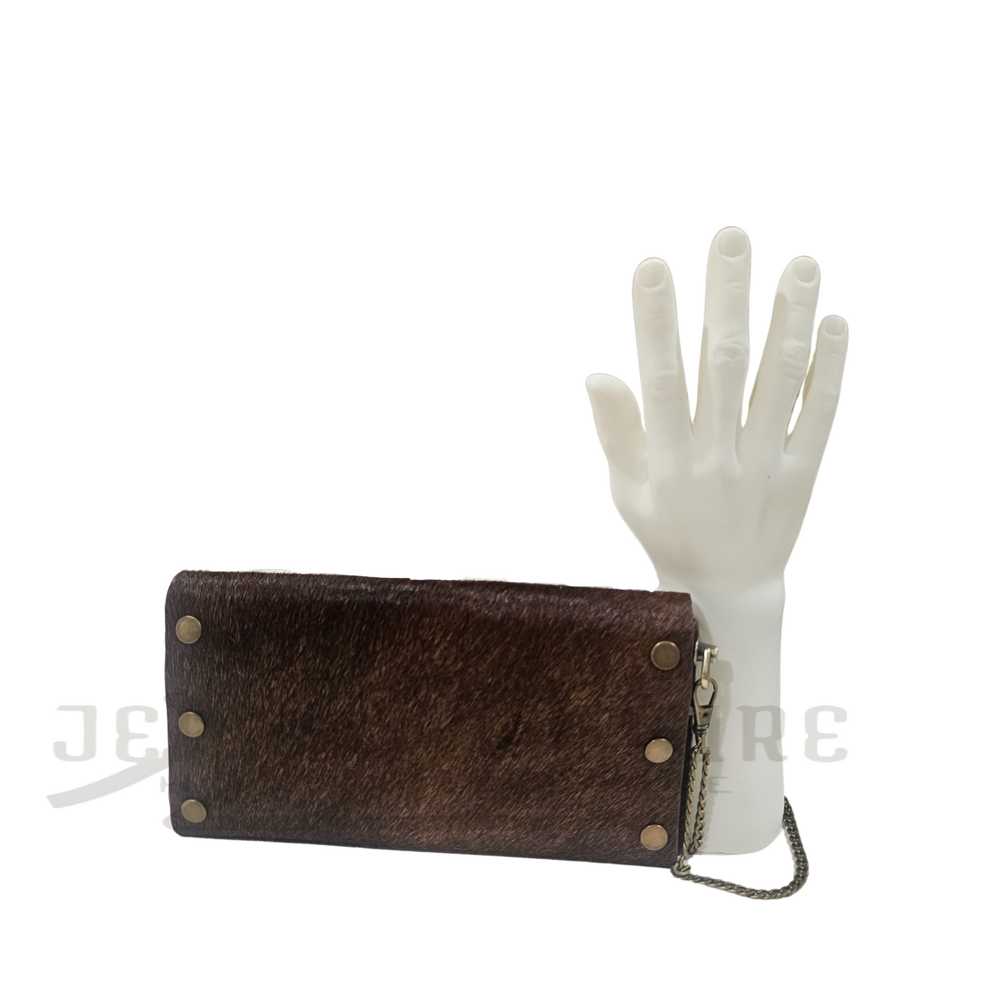 Jubal Men Hair-On-Leather Button Wristlet - Dark Brown