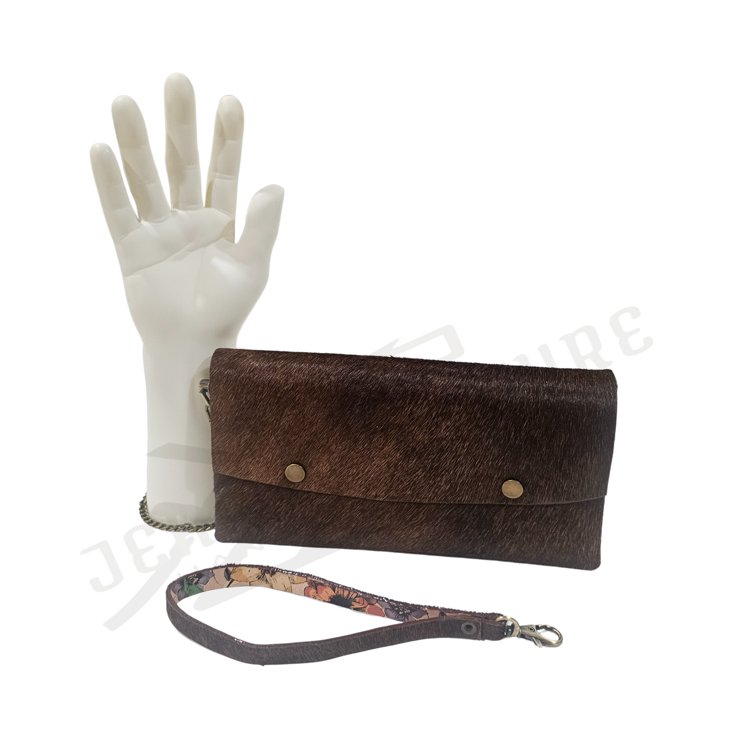 Jubal Men Hair-On-Leather Button Wristlet - Dark Brown