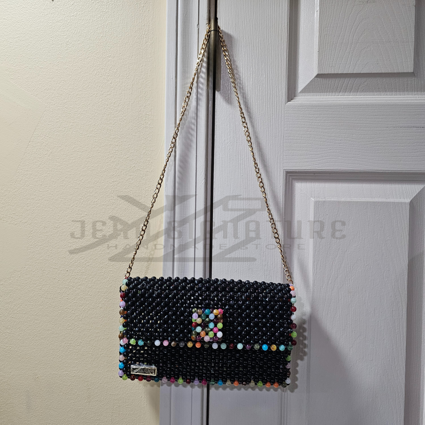 Emily Beaded Clutch Bag (Black) - 03