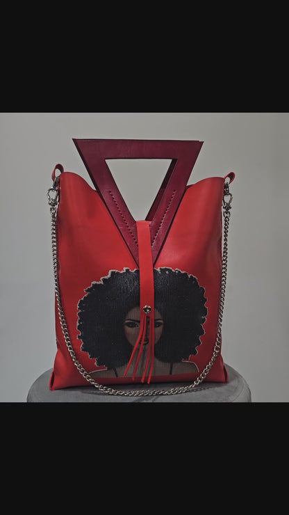 Stephanie Leather Tote Bag - Scarlet