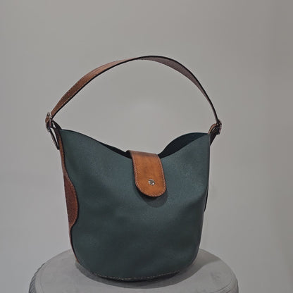 Jade Polynesian Leather Bucket Bag