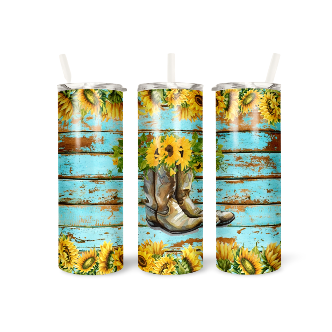 Cowboy Wood Sunflower Tumbler