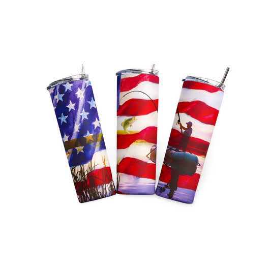 Patriotic Flag Fishing Tumbler