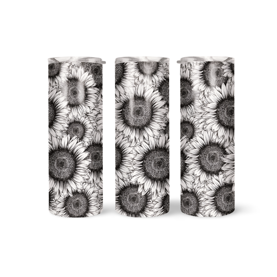 Black and White Sunflower Tumbler