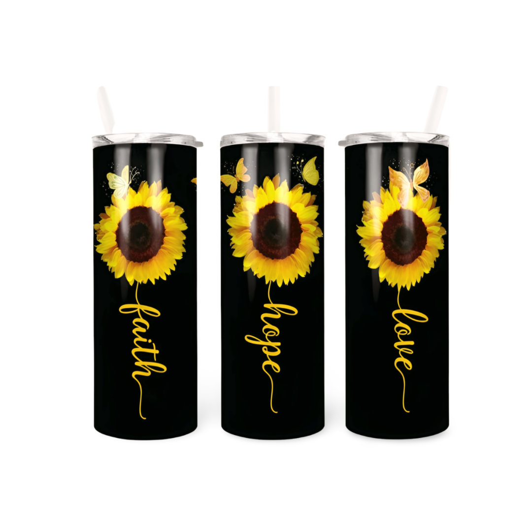 Faith, Hope, Love Sunflower Tumbler