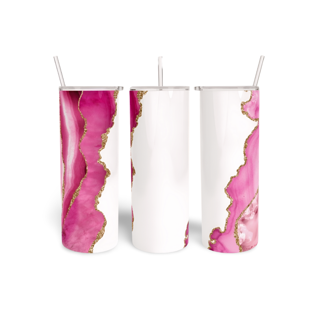 Pink/Gold Agate Tumbler