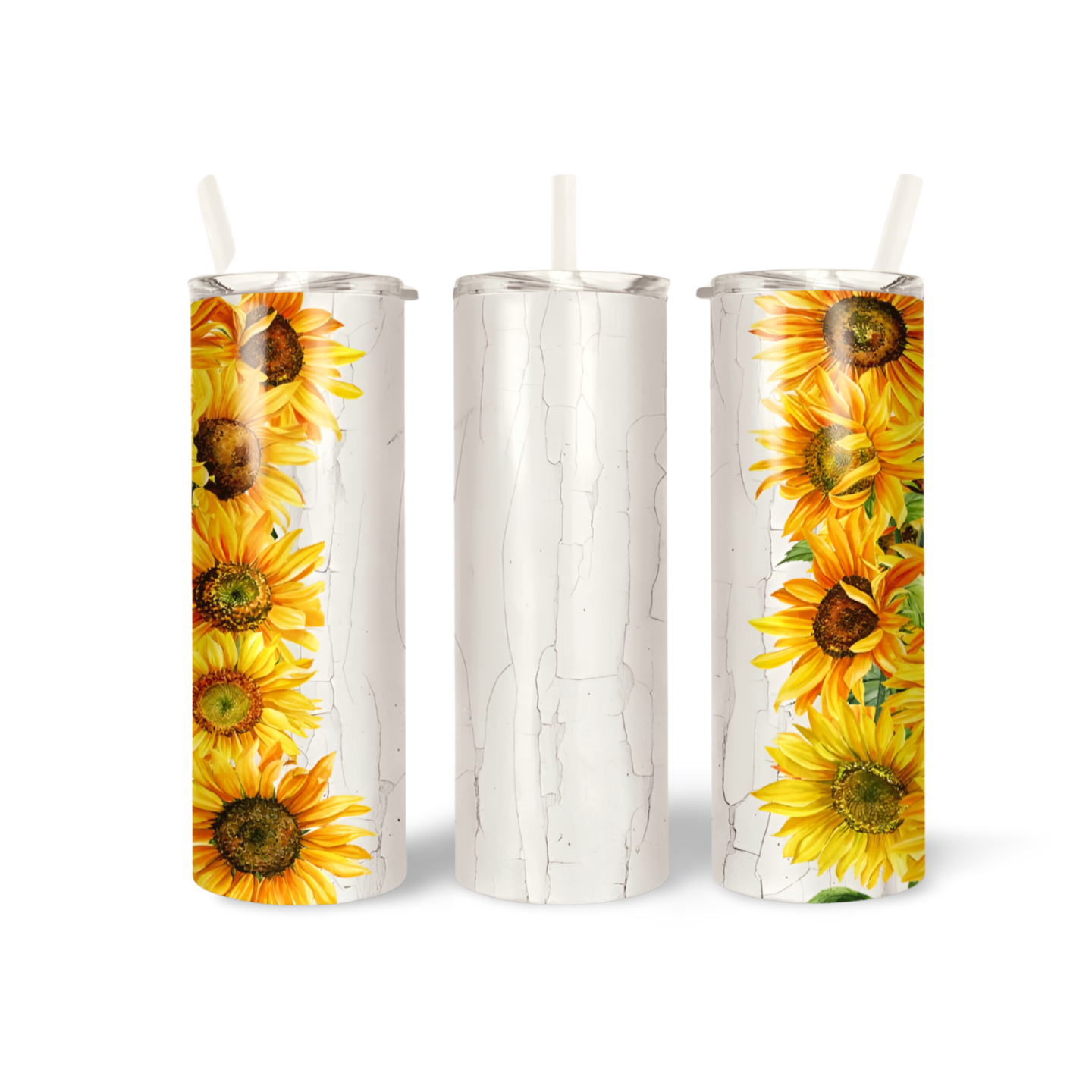 White Marble Sunflower Tumbler