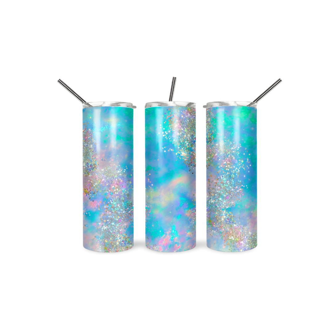 Blue Opal Glitter Tumbler