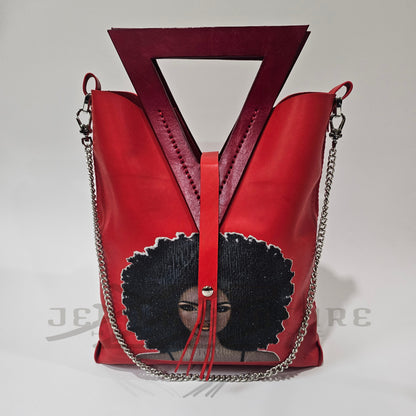 Stephanie Leather Tote Bag - Scarlet