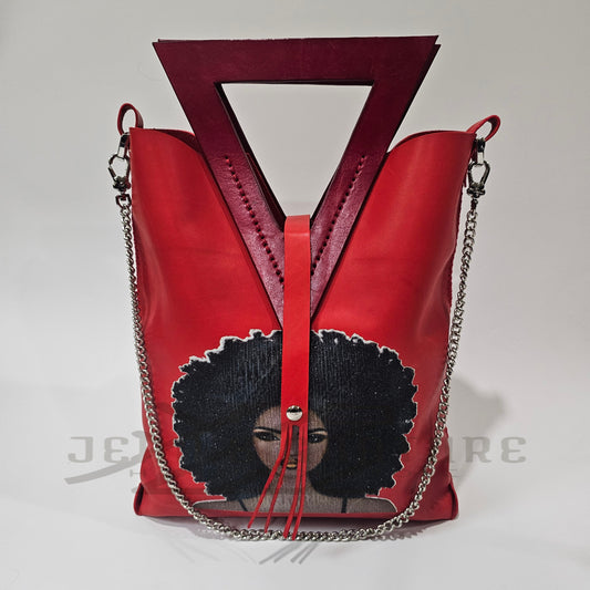 Stephanie Leather Tote Bag - Scarlet