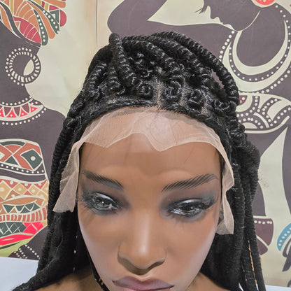 Amadi Lob Invisible Knot Full Lace Crotchet Wig - Synthetic