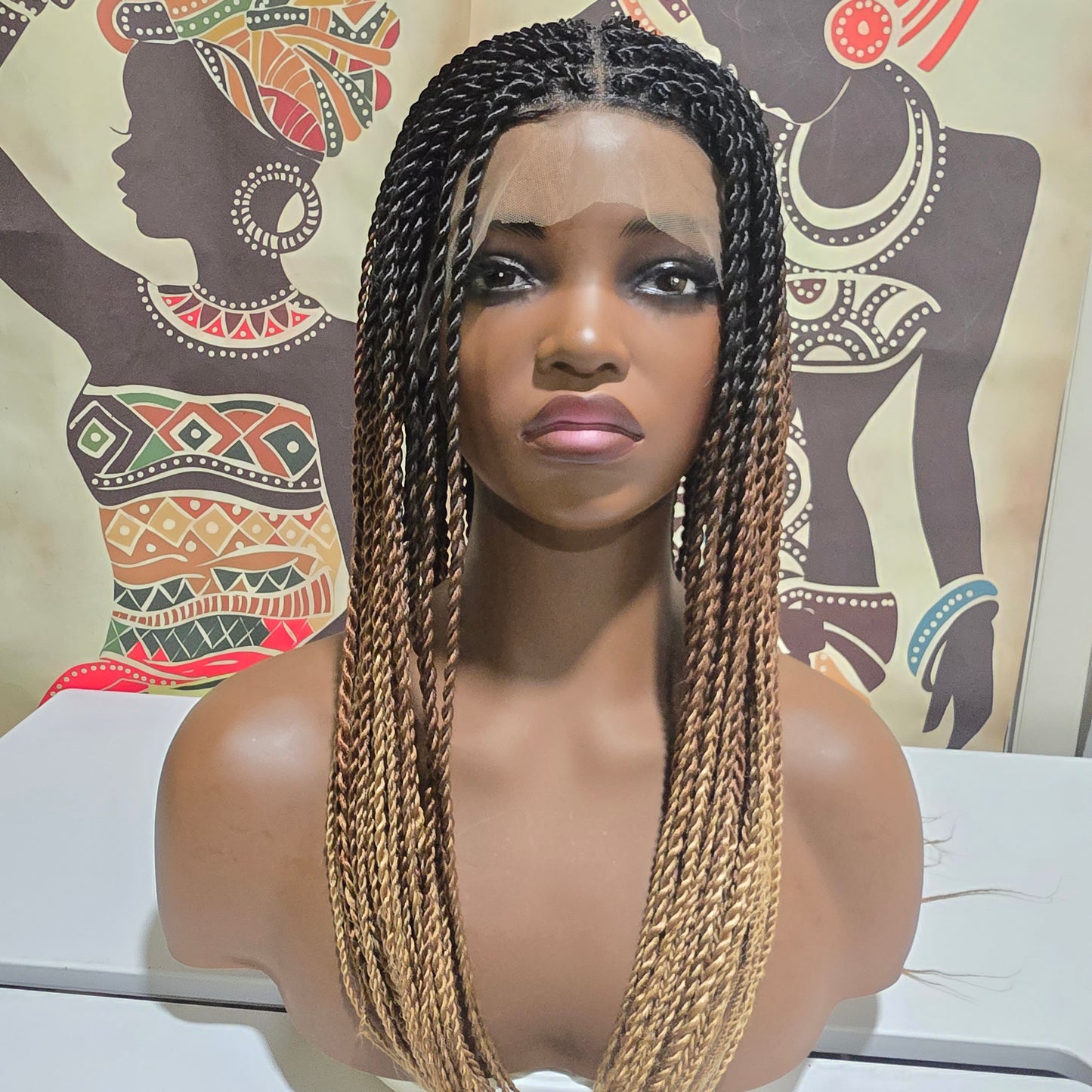 Zola Ombre Senegalese Twist Full Lace Crotchet Wig - 123 Strands - Synthetic