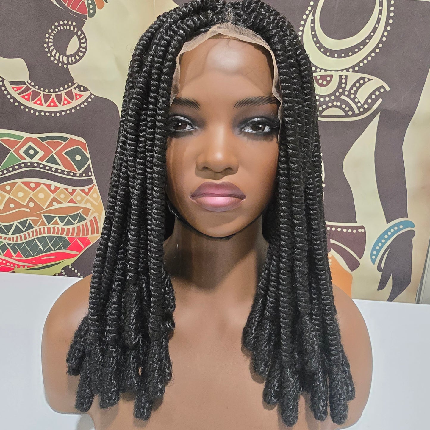 Amadi Lob Invisible Knot Full Lace Crotchet Wig - Synthetic