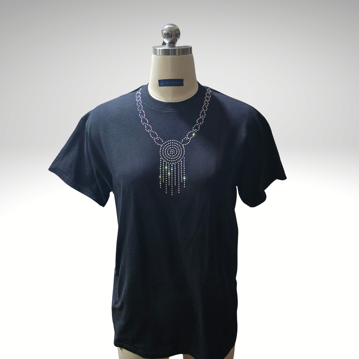 Desire Rhinestones Women T-shirt - Black