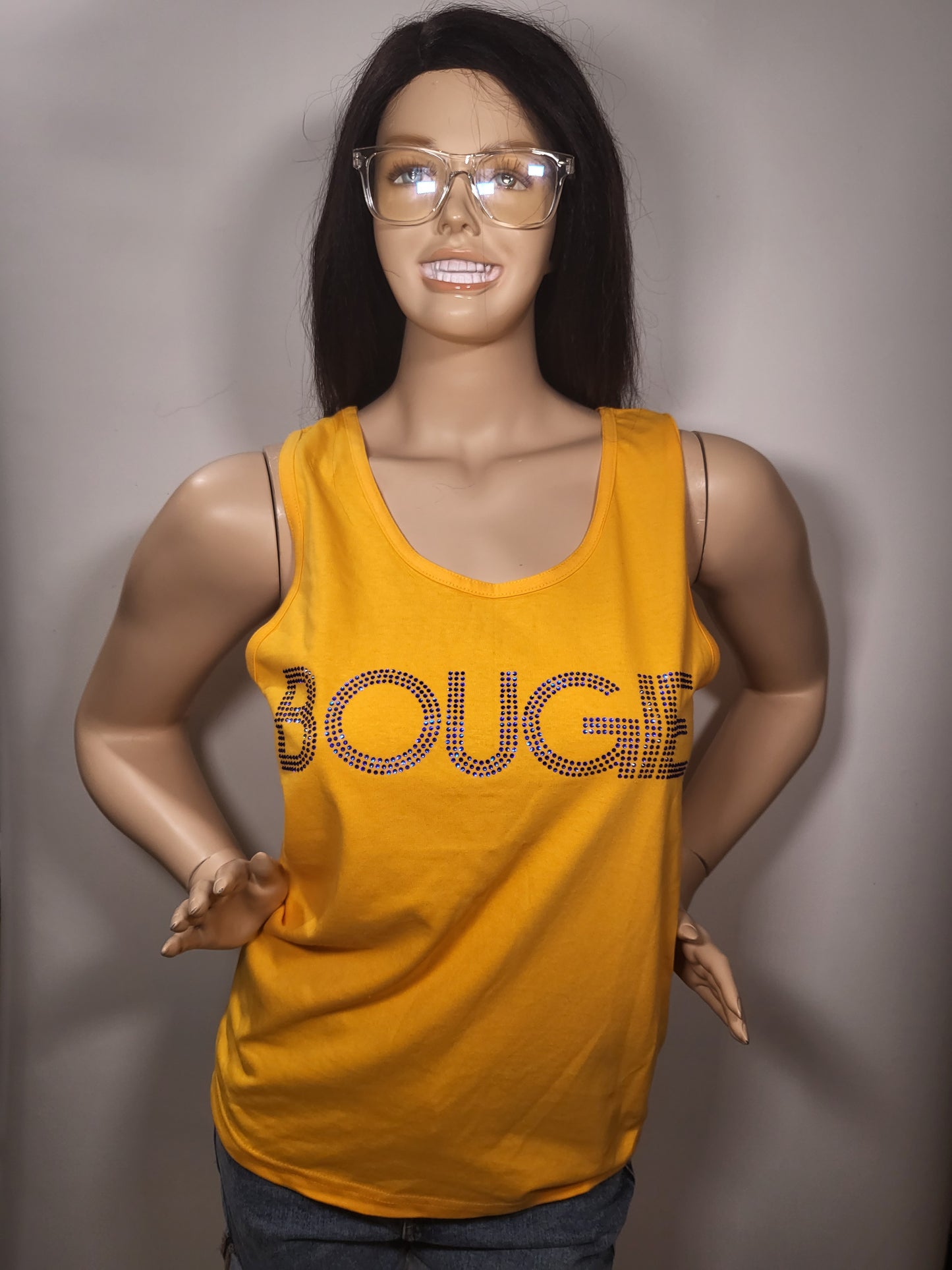 Bougie Rhinestone Women Tank Top - Yellow