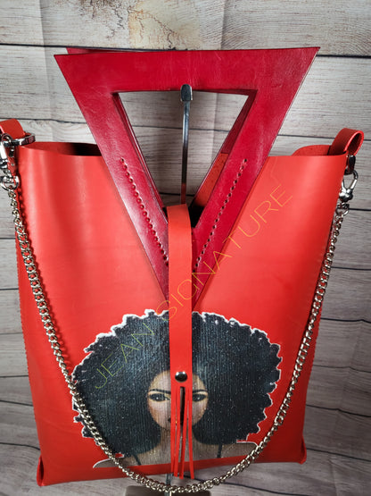 Stephanie Leather Tote Bag - Scarlet